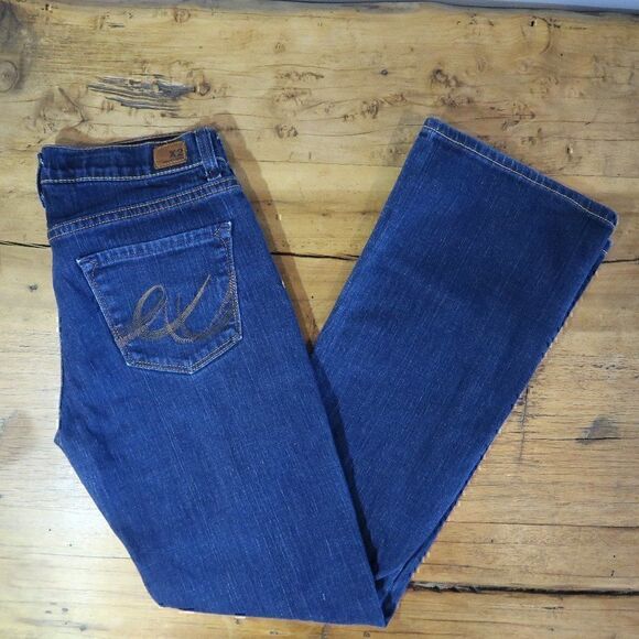 X2 CURVY DARK WASH REGULAR RISE BOOT CUT BLUE DENIM JEANS WOMENS SIZE 4 - Picture 1 of 12